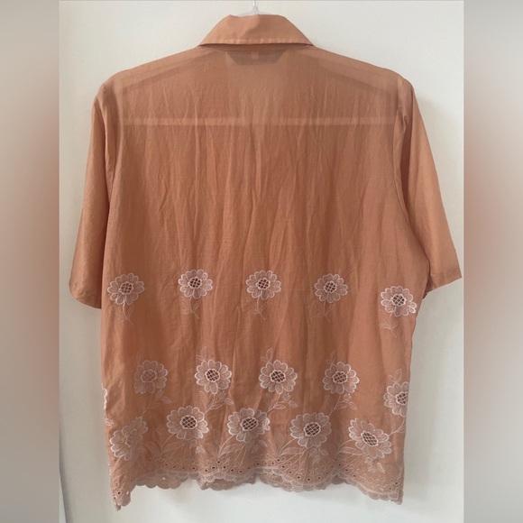 Needles Vintage Japanese Archive Peach Floral Lace Eyelet Button Down Shirt Sz S - Picture 5 of 10